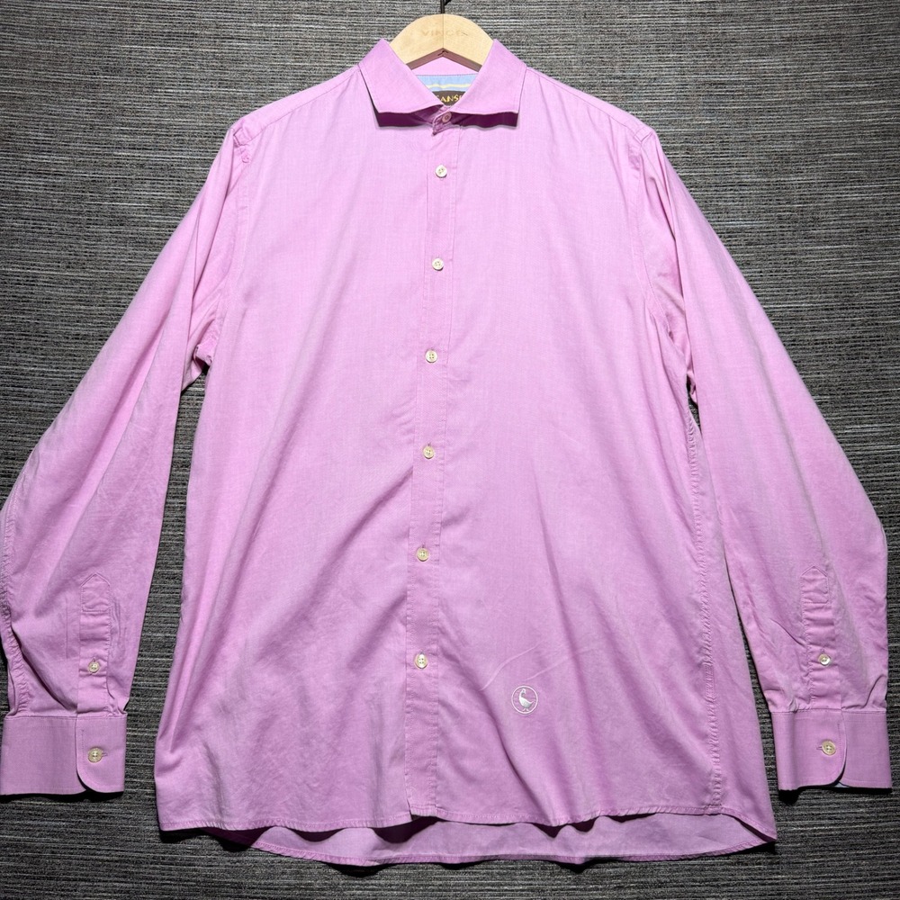 El Ganso Button Shirt Men 42 Pink LS Embroidered Logo Cotton Portugal